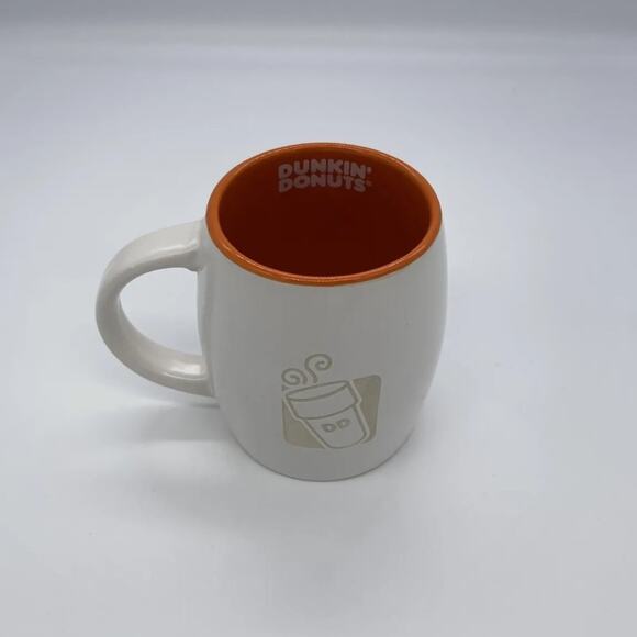 Dunkin Donuts Engraved Coffee Mug Orange & White Retired 2012 - Picture 1 of 3